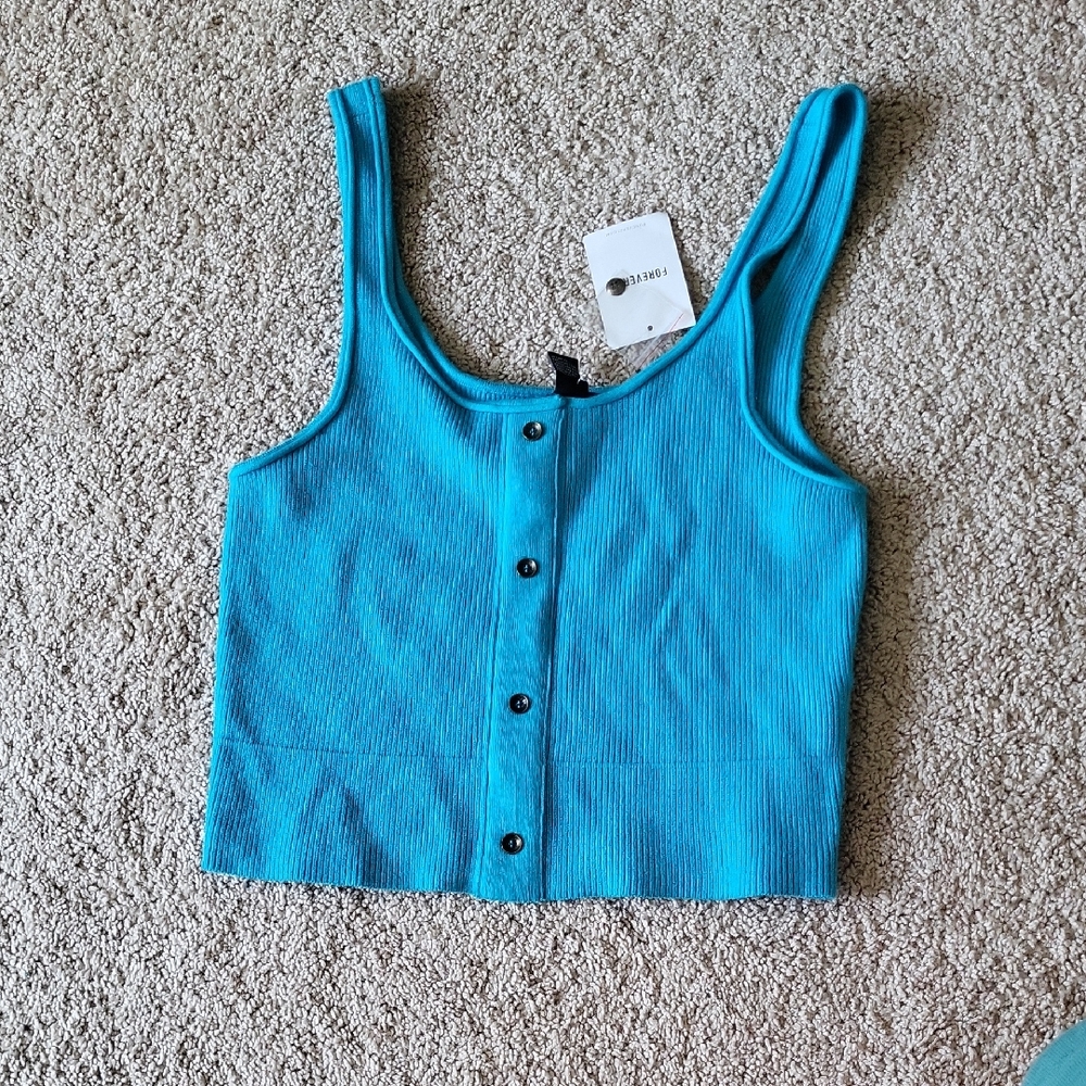 Aqua Blue Cropped Sweater Tank